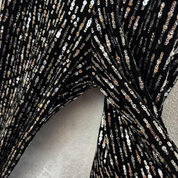 Emerald Sundae Silver Sequin Velvet Wide Leg Jumpsuit Womens XS Black Party - Picture 10 of 14